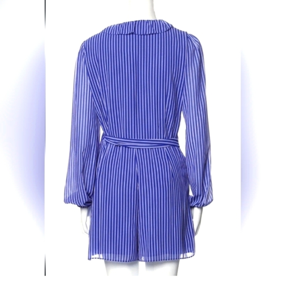 Michael Kors striped ruffle v-neck bow tie preppy nautical romper - Picture 3 of 4